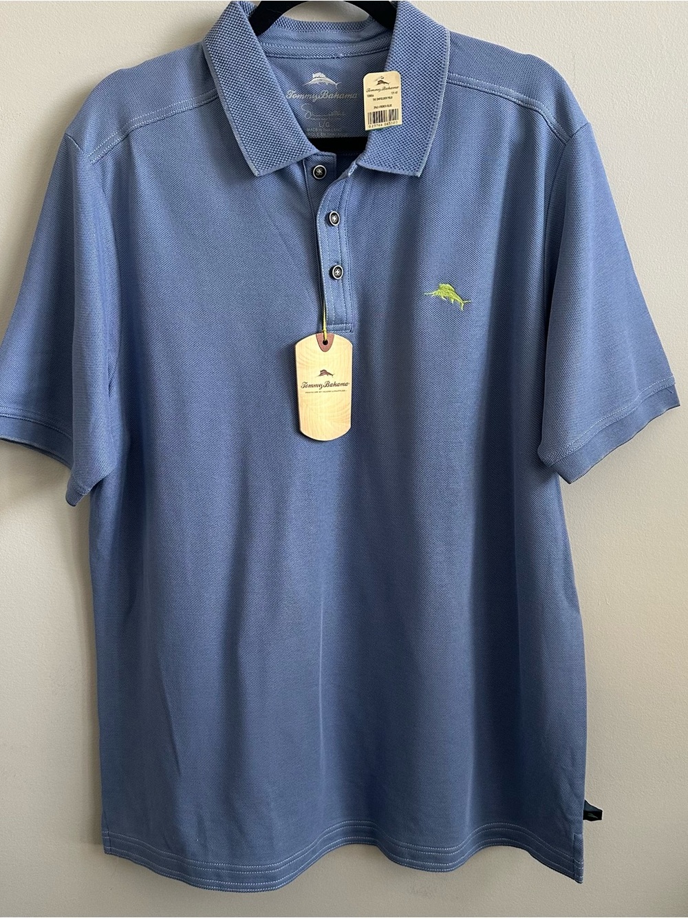Tommy Bahama Blue Polo with Lime Marlin Embroidery